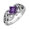 thumbnail image 2 of 5mm Square Shape Natural Amethyst 925 Silver Celtic Women Mother's Day Gift Ring, 2 of 7