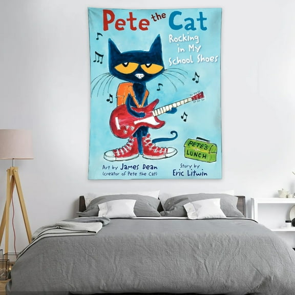 Tapestry for Pete the Cat Wall Hanging Bedroom Dorm Wall Art Decorations Funny Backgrounds Poster Kids Girls Teens Gifts Funny 40×30 inch