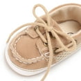 thumbnail image 5 of URMAGIC Toddler Baby Girls Boys Leather Soft Sole Crib Shoes Lace-up Flat Boat Shoe, 5 of 7