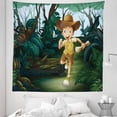 thumbnail image 1 of Colorful Tapestry, Running in the Middle of Woods with a Map Adventure, Fabric Wall Hanging Decor for Bedroom Living Room Dorm, 5 Sizes, Forest Green Dark Teal, by Ambesonne, 1 of 1