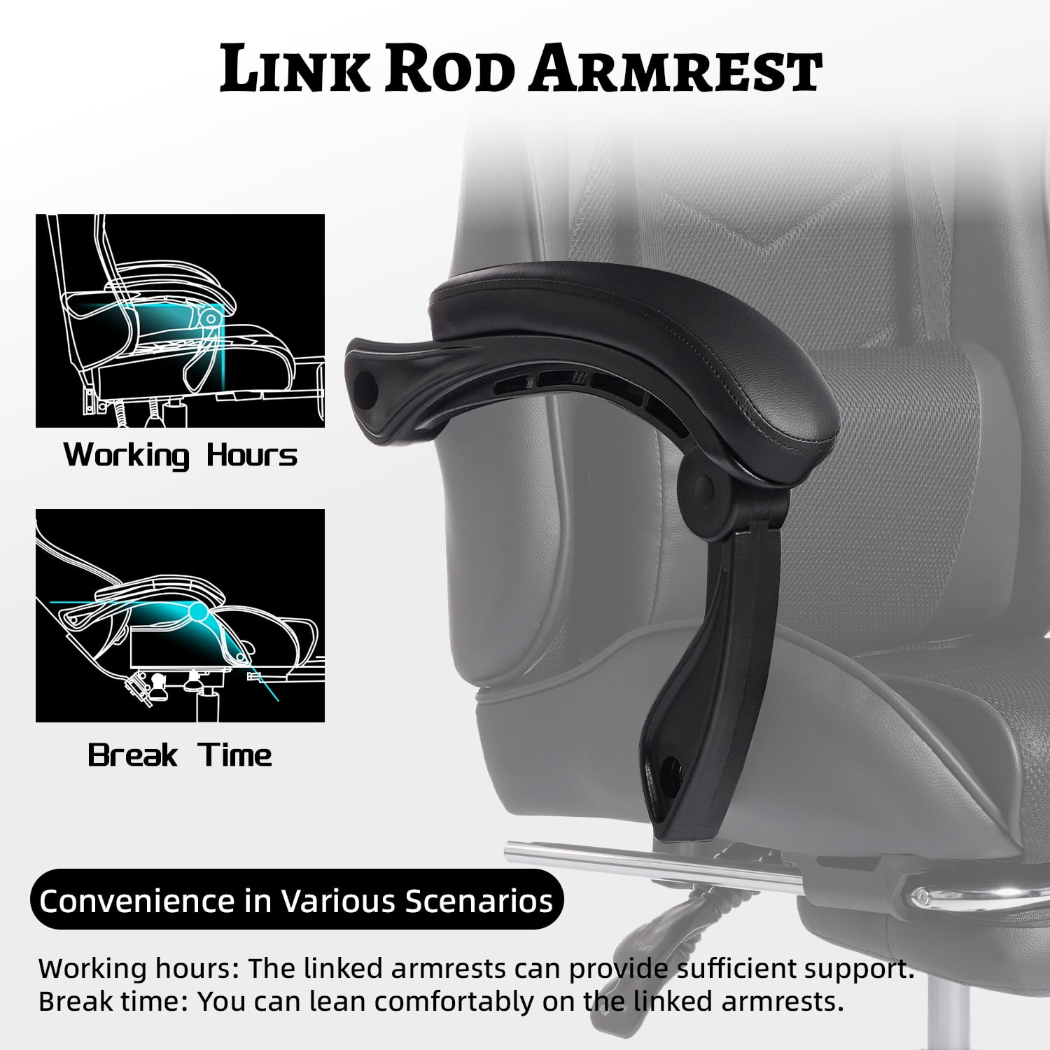 Gaming Chair, E-Sports Racing Chair, Ergonomic Computer Seat with Footrest and Massage, PU Bonded Leather, Moulded Sponge, 135-Degree Recline, 360-Degree Swivel for Office Gaming, Black