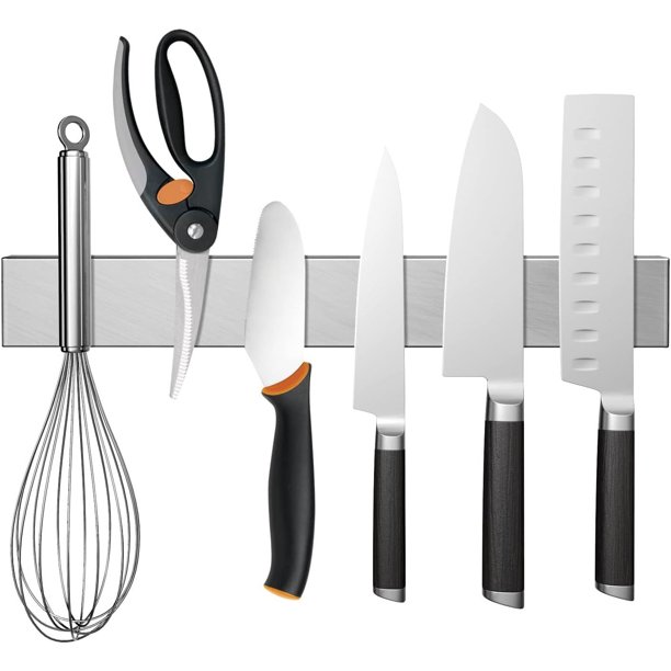 Soporte Magnética para Cuchillos, Porta Cuchillos de Acero Inoxidable, Soporte de Iman para Cuchillos de Cocina, Multifunción Tira Magnética, Barra Magnética para Herramientas (40cm)