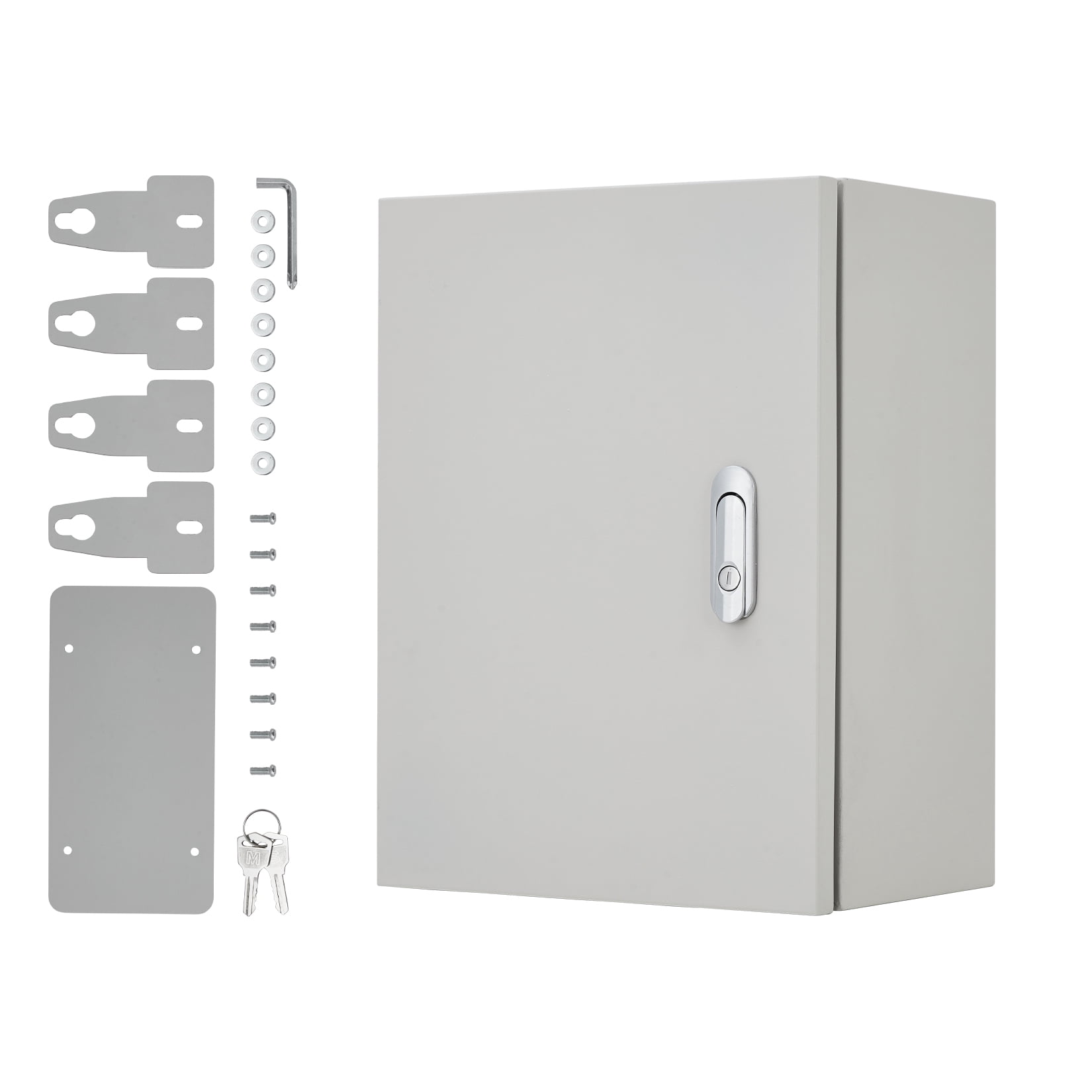 AOILE Outdoor Electrical Box, NEMA 4X Steel Enclosure IP67 Waterproof & Dustproof, Lockable Junction Box with Mounting Plate & Keys, Rustproof Metal Electrical Cabinet for Indoor & Outdoor Use