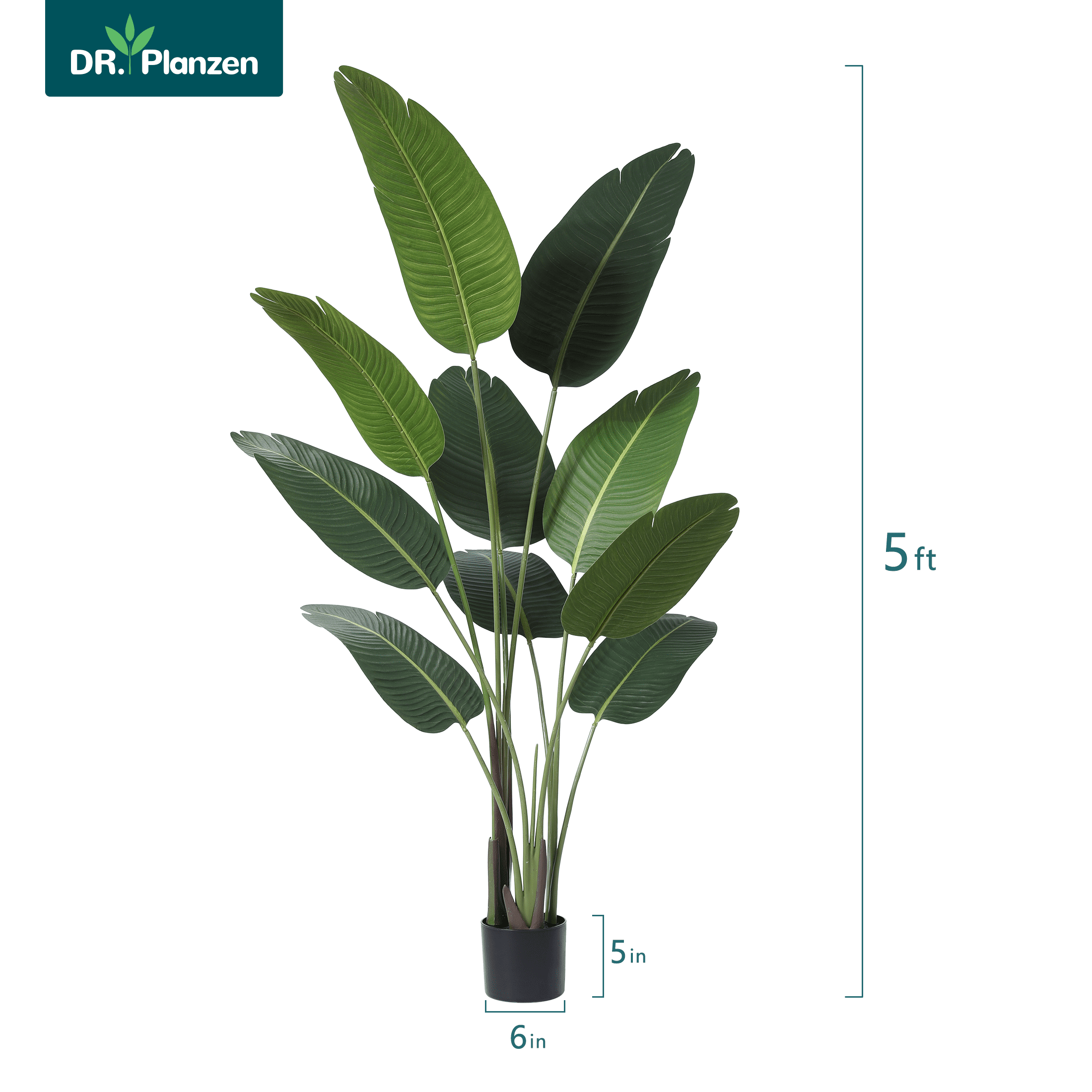 DR.Planzen 5 Feet Artificial Bird of Paradise Plant Fake Tropical Palm Tree for Indoor Outdoor, Perfect Faux Plants for Home Garden Office Store Decoration