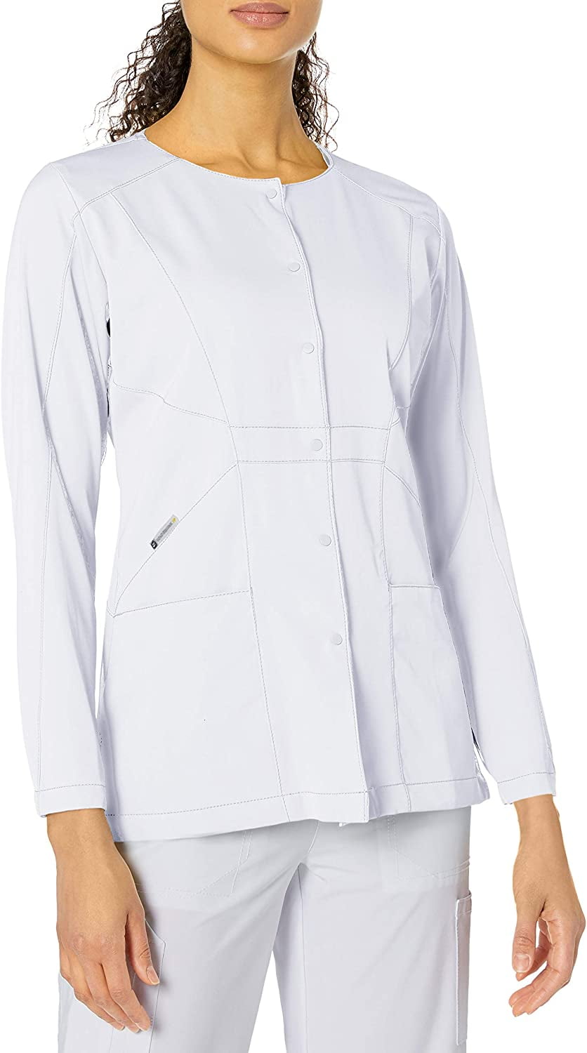 WonderWink Hp Prism Snap Front Women's Scrub Jacket, White, XXSmall