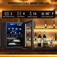 thumbnail image 2 of Wine Fridge 16 Bottle Capacity, Wine Cooler Temperature 7 Levels Adjustable, Temperature Range 40~61°F, Wine Cooler Refrigerator for Red White Wine, Champagne, Beer with Blue Interior Light, 2 of 9