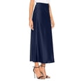 thumbnail image 4 of Women’s Satin Midi Skirt High Waist Side Slit Elegant Straight Fit Skirt Lightweight Silky Fabric Suitable for Daily Wear Dark Blue L, 4 of 6