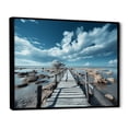 thumbnail image 2 of Designart "Monochromatic Pier Horizon In Blue And Grey" Coastal Pier Floater Framed Canvas Prints, 2 of 5
