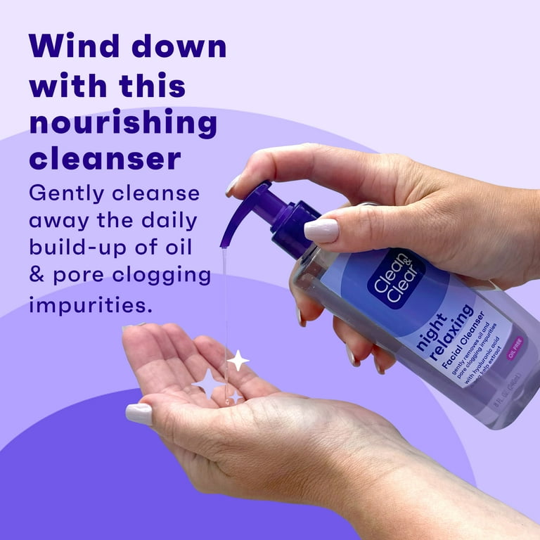 Clean & Clear Night Relaxing Foaming Facial Cleanser, Hyaluronic
