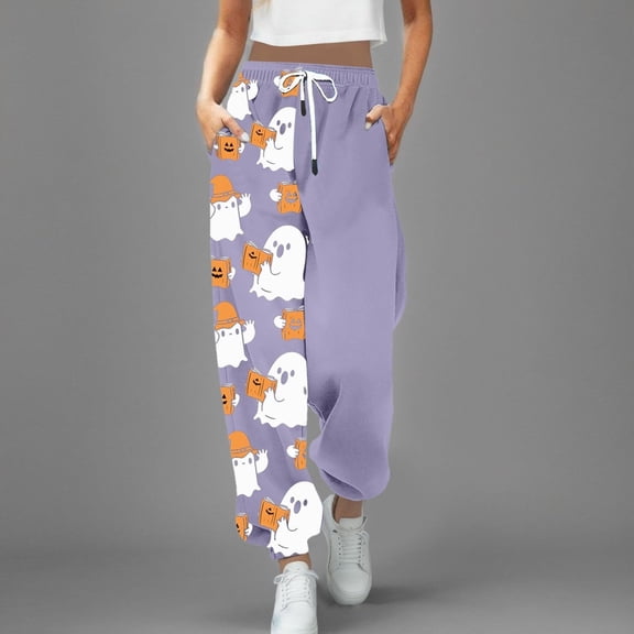 Purple Halloween Pajamas Womens Long Oversized, Halloween Pjs Pants, Comfortable Fuzzy, Funny Vintage Y2k, Festival Family S
