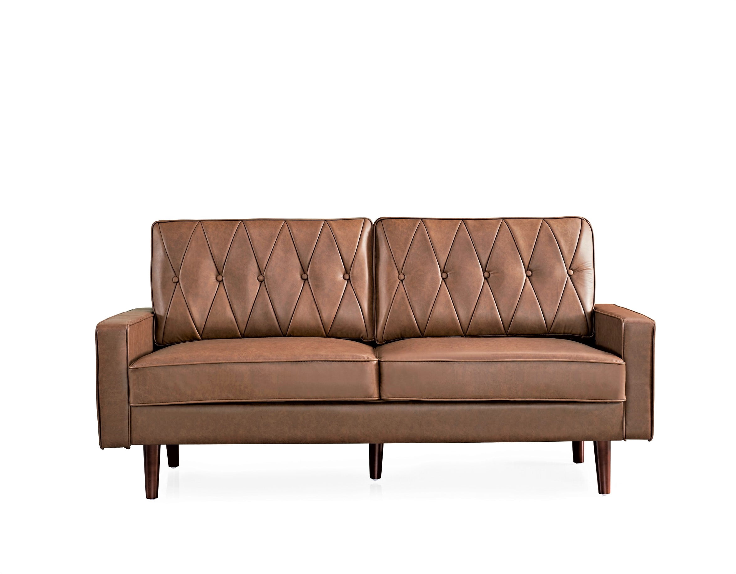 Uspridefurniture Acire 69.3" Faux Leather Cushion Back Sofa, Brown