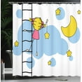 thumbnail image 4 of Ambesonne Cartoon Shower Curtain, Girl Ladder with Star, 69"Wx84"L, Yellow Blue, 4 of 5