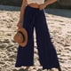 thumbnail image 2 of Pantalones largos de mujer Pantalones de lino de algodón sólido Pantalones hasta el tobillo Pantalones elásticos casuales Pantalones largos Pantalones Odeerbi ODB-2, 2 of 8