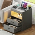 thumbnail image 2 of FREDEES Bedside Table with Charging Station, 3 Colors Smart Human Sensor Nightstand with Drawers&Gun Safe,Brightness Adjustable Modern All in one Nightstand for Bedroom/Living Room Furniture Grey, 2 of 6