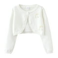 thumbnail image 5 of LYHaoo Girls Open Front Shrug Sweater Kids Long Sleeve Cropped Cardigan Knit Sweater 7-8 Years(White), 5 of 5