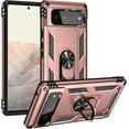 thumbnail image 6 of Phone Case for Google Pixel 6 Pro Heavy Duty Rugged Full Body Shockproof Screen Protection Built-in Finger Ring Kickstand Military Armor Scratch Proof Bumper Hard Back Cover Rosegold, 6 of 14