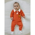 thumbnail image 5 of My First Halloween Baby Boy Outfit Newborn Pumpkin Embroidery Knit Romper Long Sleeve Lapel Jumpsuit with Bowtie Infant Christmas Clothes, 5 of 9