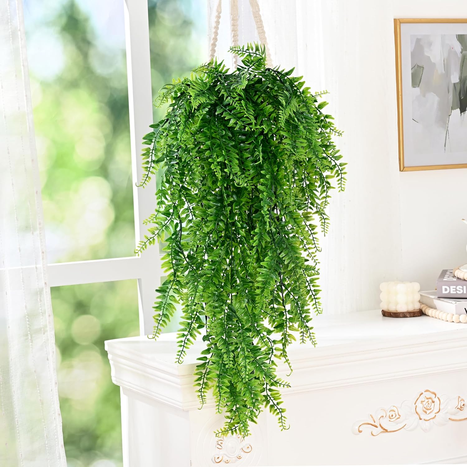 Waipfaru Artificial Hanging Plants Fern Vines, 4-Pack photo 8