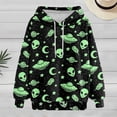 thumbnail image 2 of Hoodies for Men and Women Green Alien Graphic Printed Fall Casual Trendy Long Sleeve Sweatshirt Hooded Pullover Tops, 2 of 5