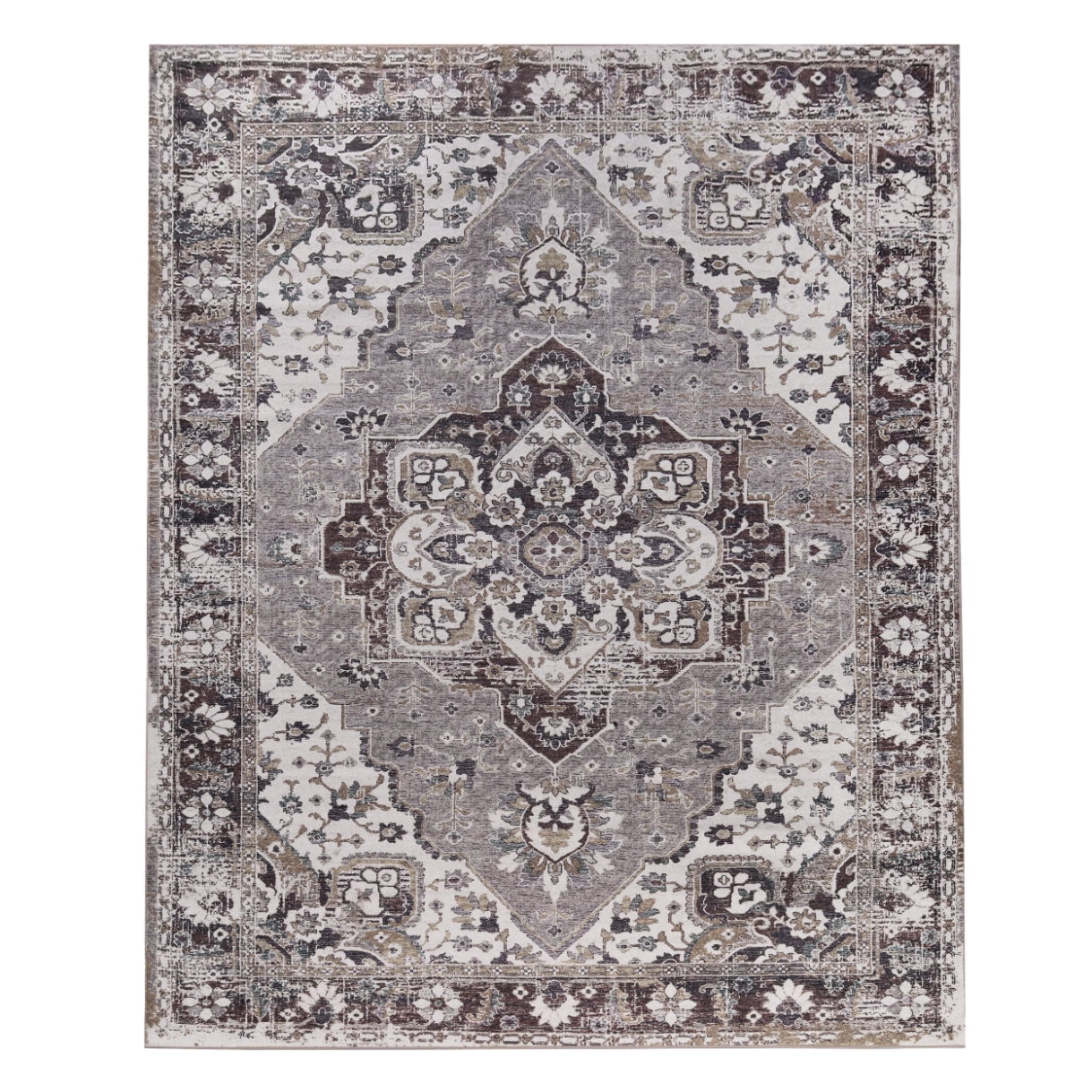 Superior Mahi Modern Medallion Washable Indoor Area Rug, 12' x 18', Grey