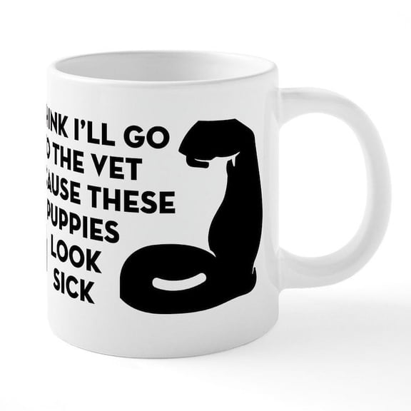 CafePress - Sick Puppies Biceps - 20 Oz White Ceramic Mega Mug
