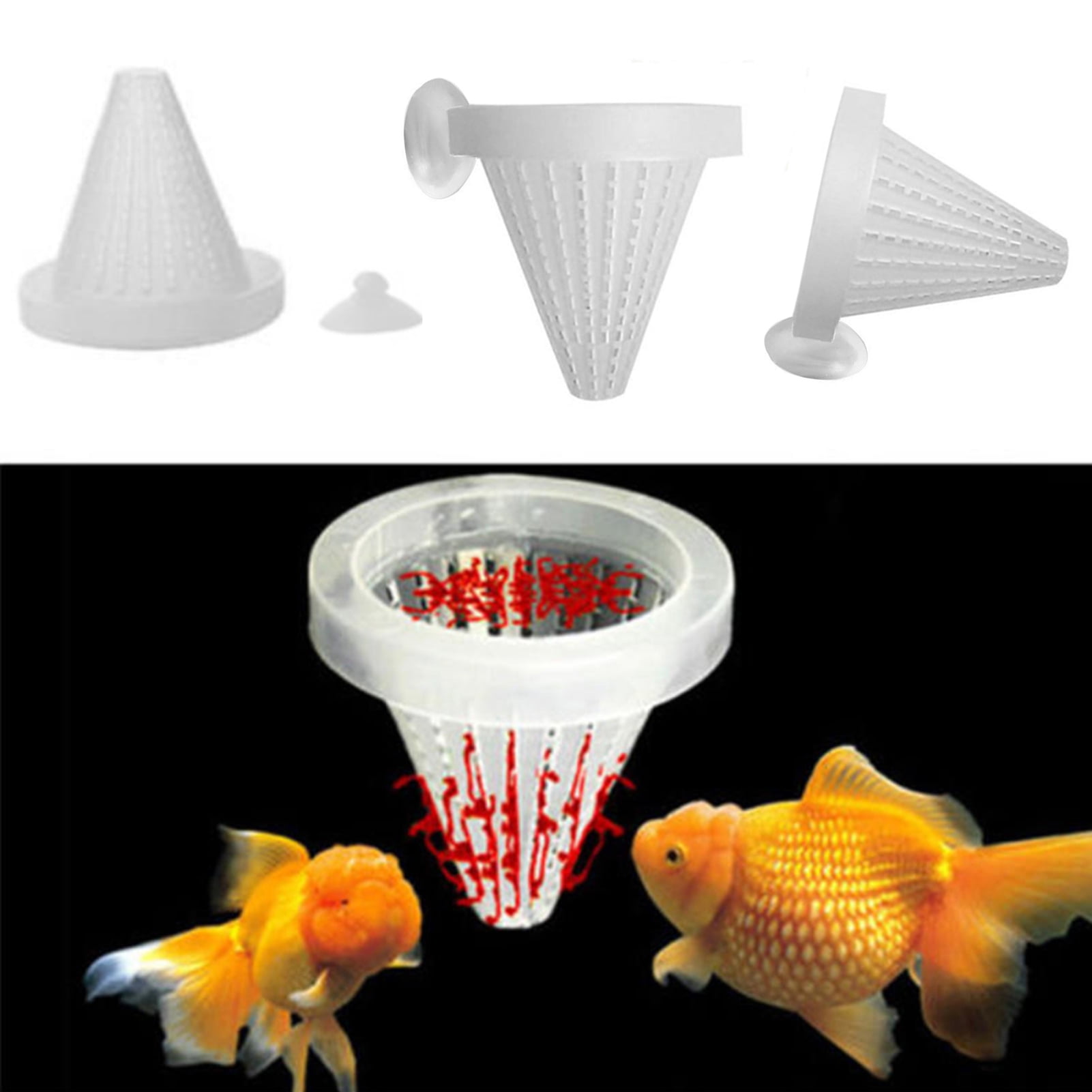 Flmtop 5Pcs Set Aquarium Fish Tank Feeder Food Blood Worm Cone Funnel Feeding Tool White