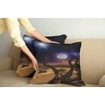 thumbnail image 3 of Ambesonne Moon Throw Pillow Cover 2 Pack, Desert Night Nebula Stars, 18", Caramel Purple, 3 of 6