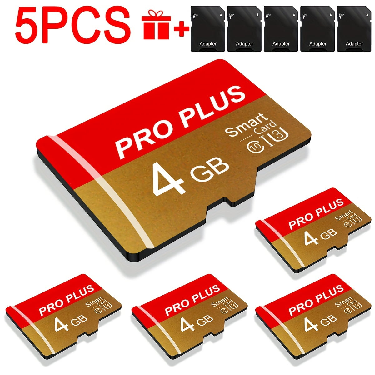 [5-Pack] 8GB 4GB 2GB 1GB Micro SD Card with Adapter, UHS-I Class 10 TF Memory Card for Phone, Camera, Car Audio, Game Console, Security Camera - Small Capacity Bundle