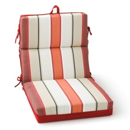 Better Homes & Gardens Striped High Back Outdoor Chair Cushion in Red