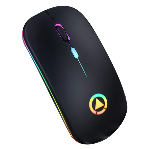 EeaseMX Ratón inalámbrico RGB colorido, luminoso, silencioso y de carga, para ordenador, para uso profesional (negro)