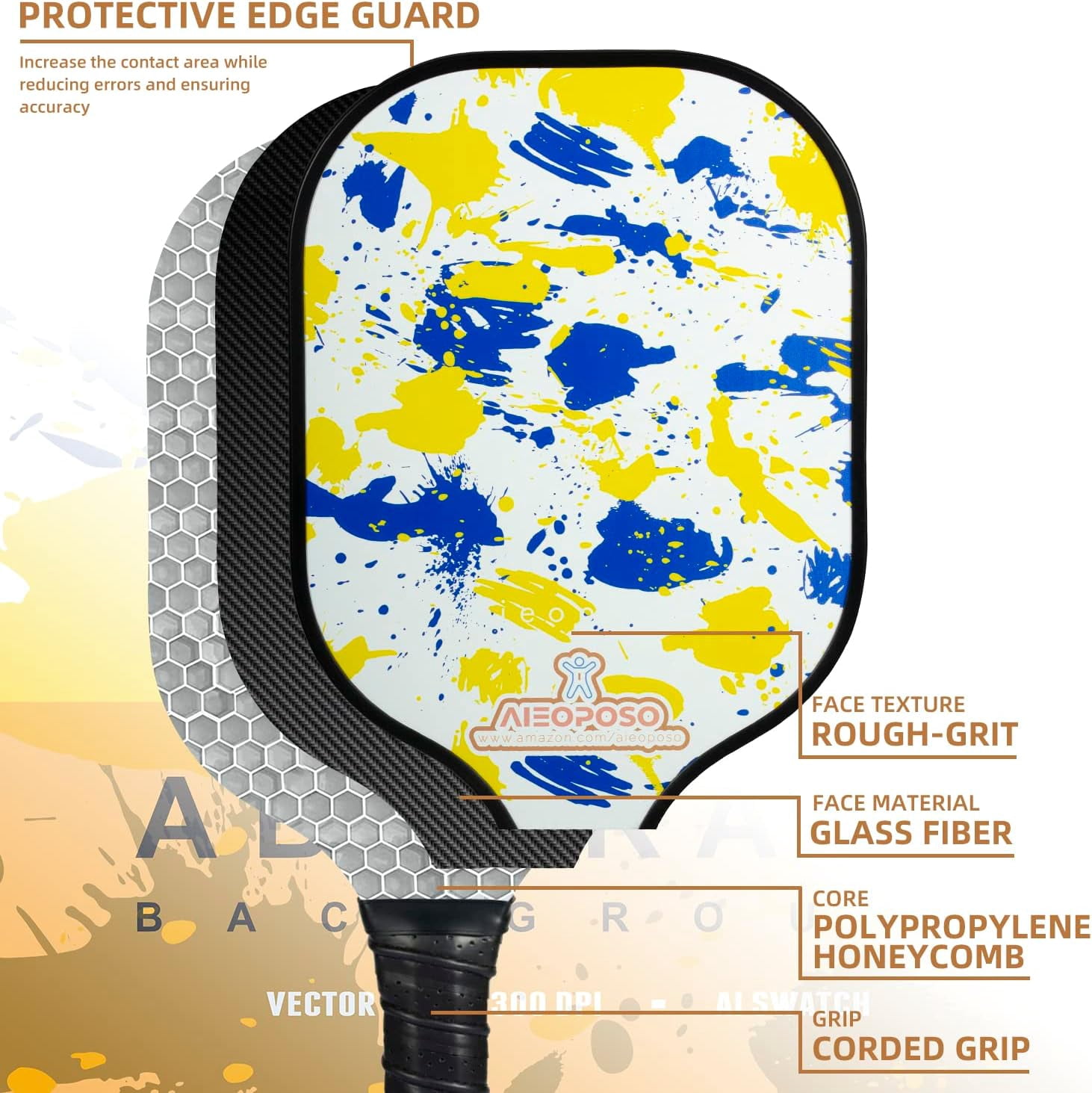 Aieoposo Pickleball Paddles, Pickleball Gift, Fiberglass Pickleball Rackets, Wristbands and Pickleball Cover - Indoor & Outdoor Pickleball Set for Beginners & Intermediate Players