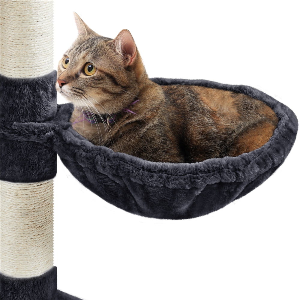 Yaheetech 79'' Multilevel Cat Tree Tower with 2 Condos & Basket & Scratching Posts & Ramp, Black