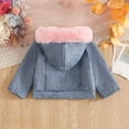 thumbnail image 4 of Mnyotv Girls Hooded Fleece-Lined Denim Jackets Outwear Long Sleeve Plush Coats Fall Winter Clothes for Little Girl Size 2-3 Years, 4 of 7