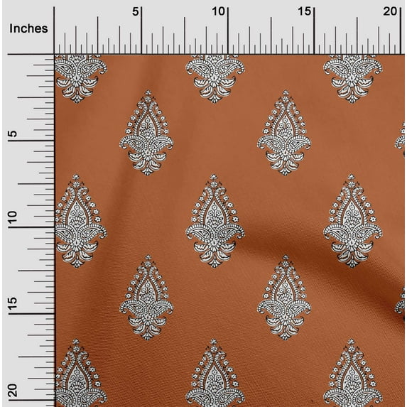 oneOone Georgette Viscose Fabric Leaves|Floral & Paisley Block Print Fabric By The Yard 42 Inch Wide