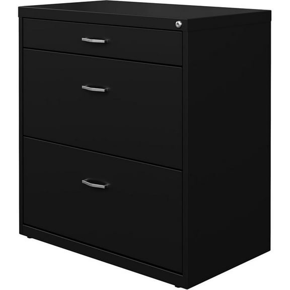 Pemberly Row 30" W Metal 3 Drawer Home Office Filing Cabinet Black