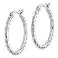thumbnail image 2 of Sterling Silver Diamond Mystique Round Hoop Earrings, 2 of 3