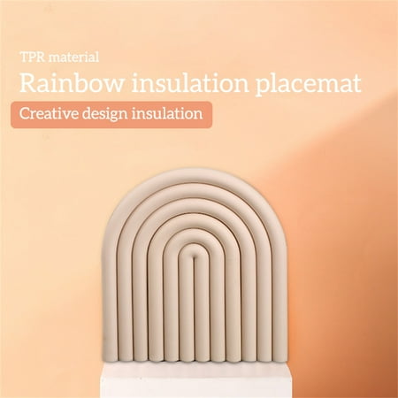 

10PCS Rainbow-shaped Insulation Coasters Bottles Mats Reusable Heat-resistance Thicken Anti-scalding Placemat Kitchen Accessories Beige beige