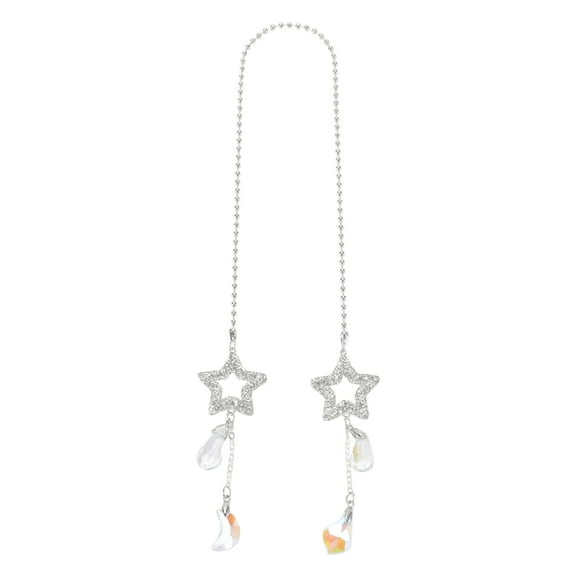 Unique Bargains 1 Pair Artificial Crystal Hollow Five-pointed Star Car Rear View Mirror Pendant Accessories Car Hanging Ornament Clear
