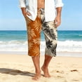 thumbnail image 3 of Mens Swim Trunks Men's Casual Hawaiian Print Drawstring Cropped Capri Pants Summer Swim Trunks Beach Shorts with Elastic Waist Resort Style for Vacation Pool Luau Orange S, 3 of 9
