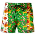 Fashion Christmas Color Beach Shorts Elk Christmas Tree Women Men