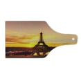thumbnail image 2 of Eiffel Tower Cutting Board, View of Eiffel Tower at Sunrise Paris Historical Monument Panoramic, Tempered Glass Cutting and Serving Board, Wine Bottle Shape, Marigold Rose Brown, by Ambesonne, 2 of 5
