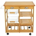 thumbnail image 3 of ZENSTYLE Rolling Wood Kitchen Cart Storage Trolley Cart Rack Countertop, Natural, 3 of 9