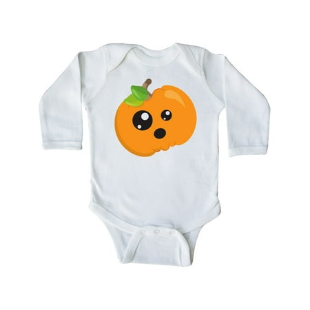 

Inktastic Surprised Pumpkin Orange Pumpkin Halloween Gift Baby Boy or Baby Girl Long Sleeve Bodysuit