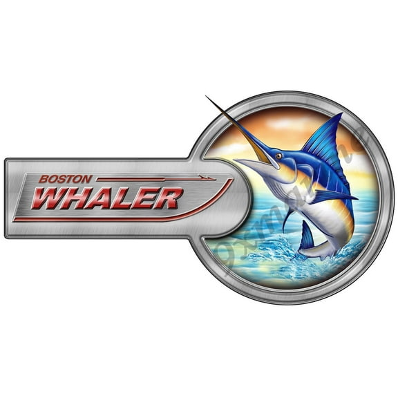 Two Part Boston Whaler Boat Laminated Sticker 13"X7"