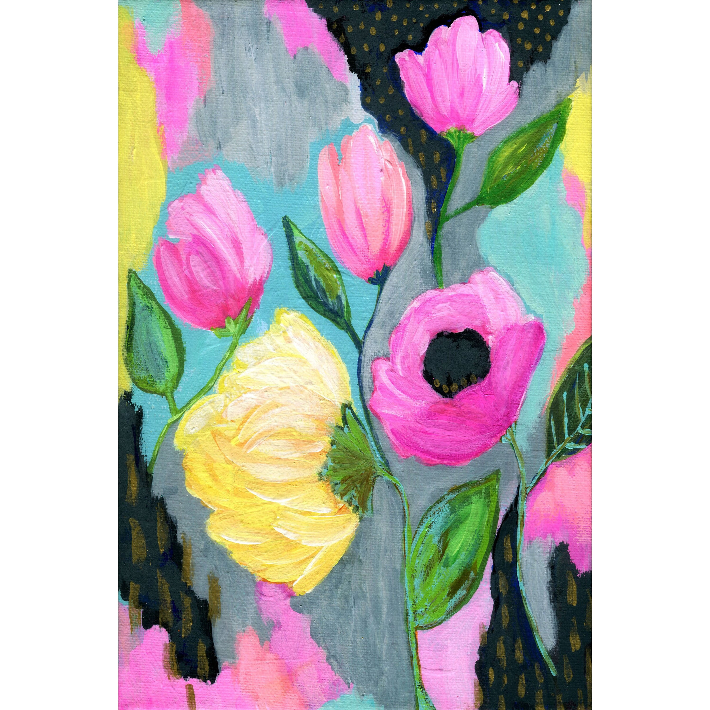 Marmont Hill "Bold Flowers" by Jill Lambert Painting Print on Wrapped Canvas
