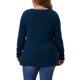 thumbnail image 3 of Blusas de suéter de punto de talla grande para mujeres, de manga larga, cuello en V, con botones, suéter casual, 4X azul marino, 3 of 6