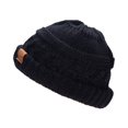 thumbnail image 2 of Rosoz Bonnet Queue de Cheval pour Femmes Bonnet d'Hiver Chaud Queue de Cheval Doux Extensible Tricoté Chapeau Haut Chignon Noir, 2 of 4