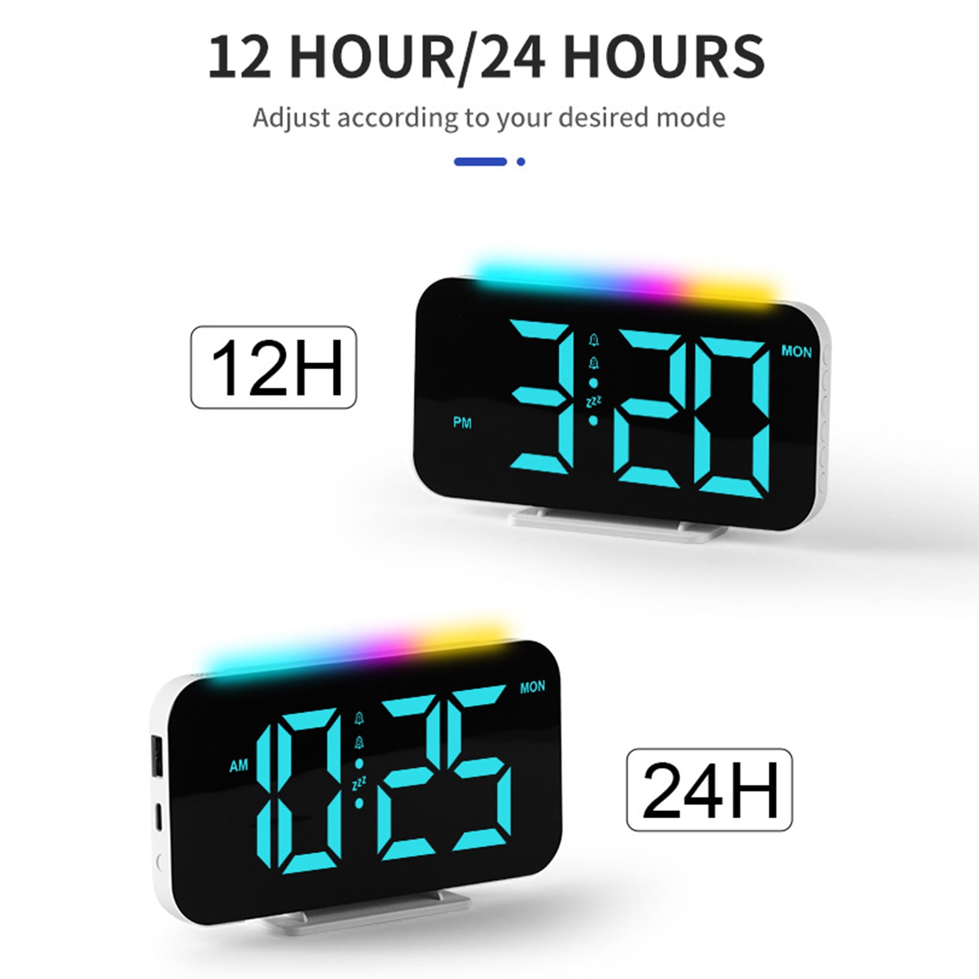 Unique Bargains Loud Alarm Clock White Housing With White Light 6.3"L x 1.0"W x 3.4"H