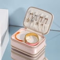 thumbnail image 4 of Korean-Inspired Cute Double-Layer Travel Jewelry Organizer: Portable Mini Mirror Storage Case for Earrings, Rings, and Accessories - Lightweight, Durable, Compact Design (Blue), 4 of 6