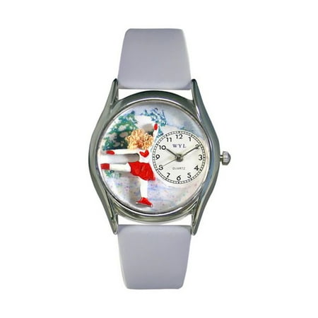 Whimsical Ice Skating Red Leather And Silvertone Watch